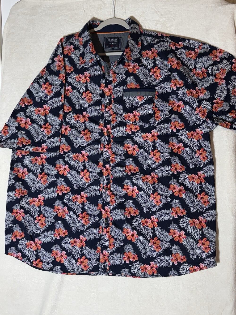 Company 81 Eighty One Shirt Hawaiian Men's Button Down floral 5XL Blue